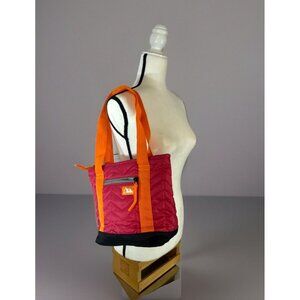 Arctic Zone Insulated Quilted Cooler Lunch Bag pink orange 9”X9” w/ side pocket